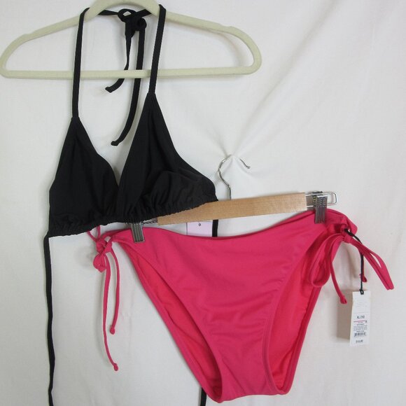 Shade & Shore wild fable 2 Piece Bikini Black and Hot Pink Size XL 16 NWT - Picture 2 of 6